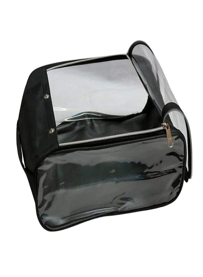 LUCES Fabric Shoe Cover Portable Travelling Half Transparent Storage Bag Footwear Wardrobe Dust-Proof Organizer Pouch Pack of 4 Black - Image 4